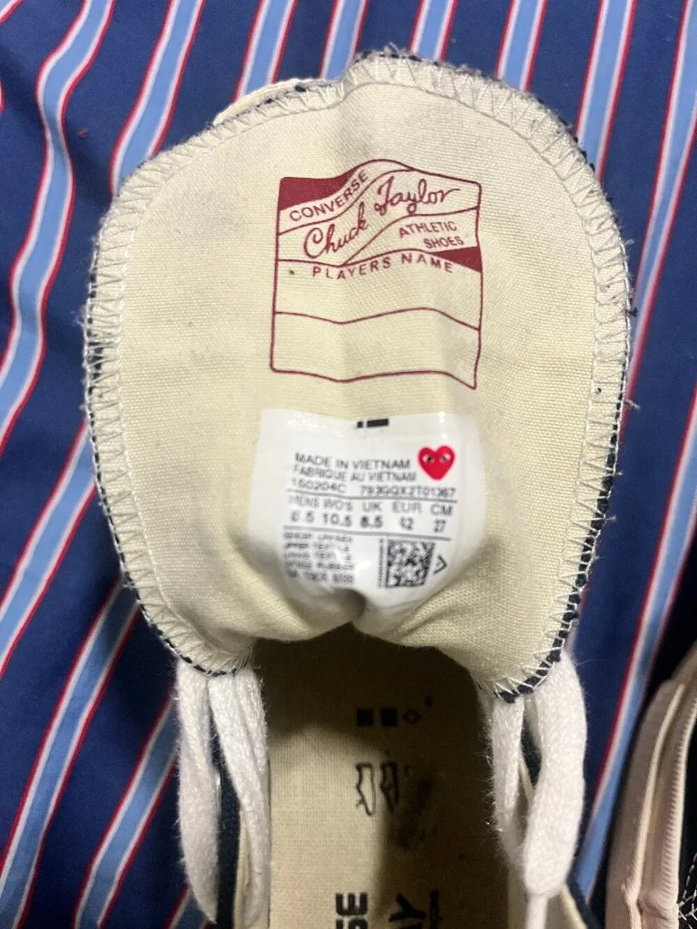 Comme des Garcons x Converse Big Heart High Top Chuck Size - 8 1/2 - Picture 5 of 7